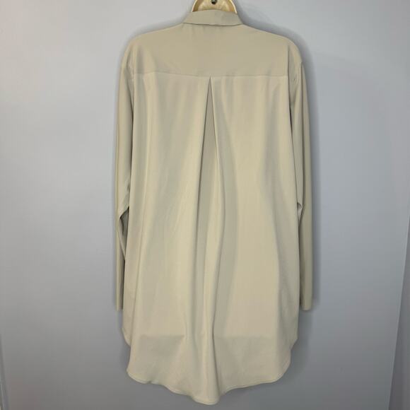 ATHLETA Urbanite Top Blouse Shirt Stretch Beige Commute Work Travel Sz XL - Picture 3 of 15